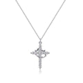 Silver popular cross with crown pendant necklace with chain