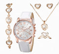 Ladies 4 piece elegant Three-eye roman scale dial quartz watch and jewellery set